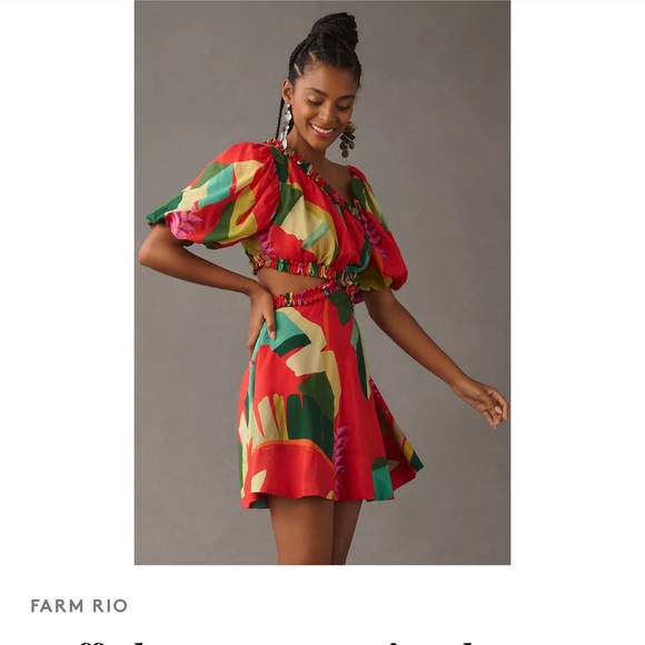 FARM Rio Dresses & Skirts - FARM RIO
Puff-sleeve Cutout Printed Dress